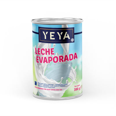Evaporated milk. Contains sugar. YEYA (380 g / 13.4 oz)